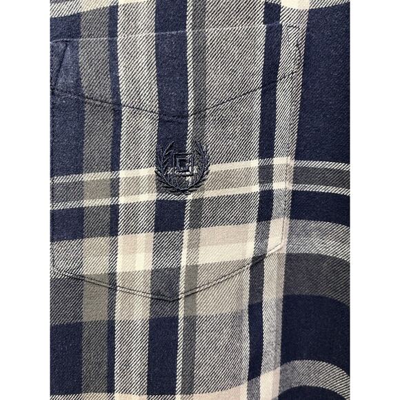 Chaps‎ Brushed Flannel Shirt Mens Large Blue Plaid button front Casual - Picture 5 of 8